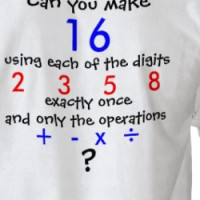Can you make 16 using the digits 2, 3, 5 and 8? T-shirt